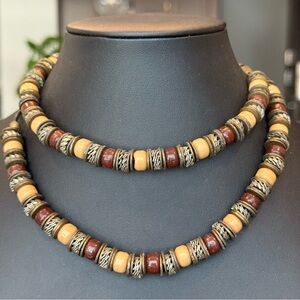Tribal Style Beaded Necklace HEAVY 150 Grams 30” length Intricate Beadwork